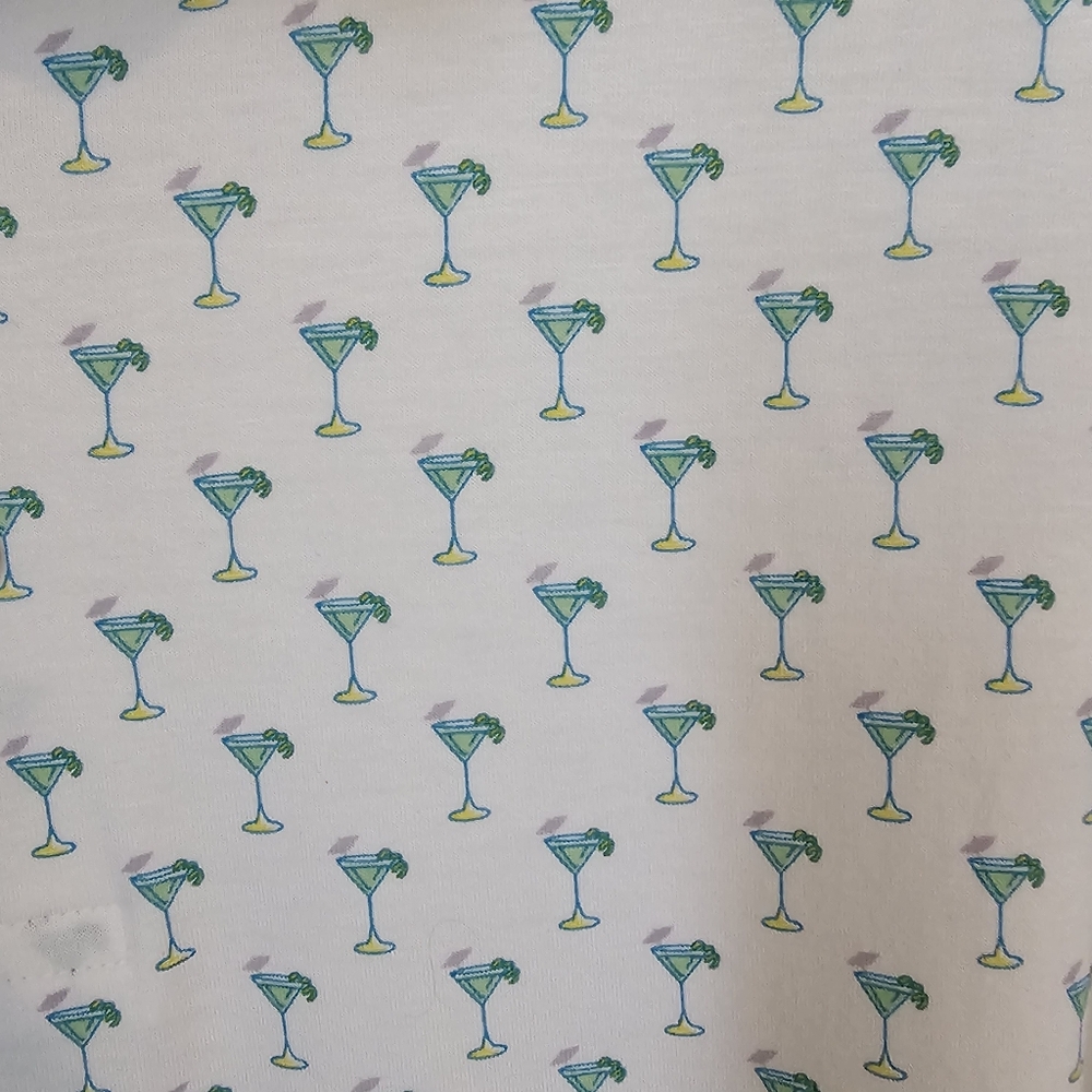 Tasc Performance Polo Mens XL Martini Print White Green Modal Golf